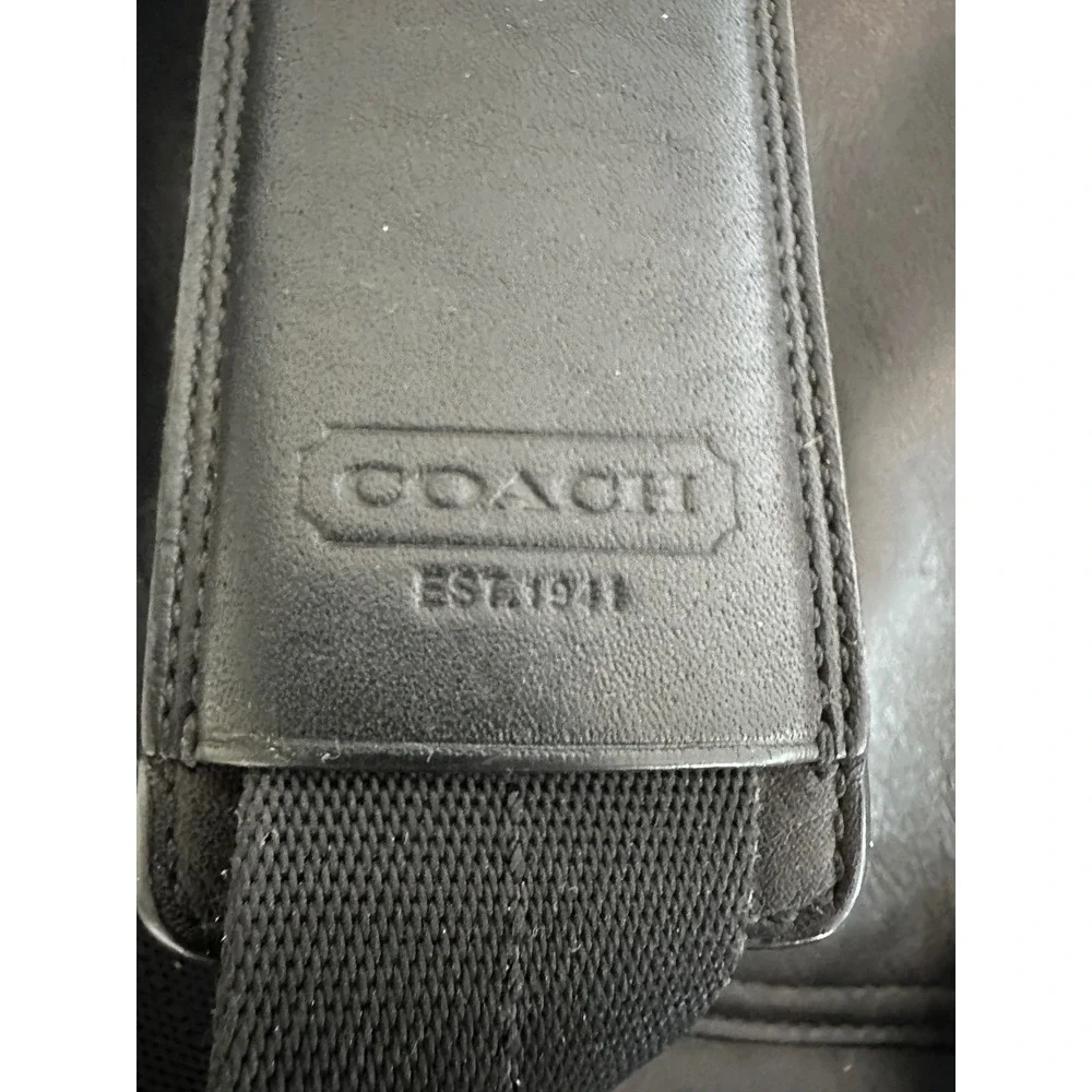 Coach Black Leather Messenger Bag Briefcase Laptop Crossbody Silver Hardware